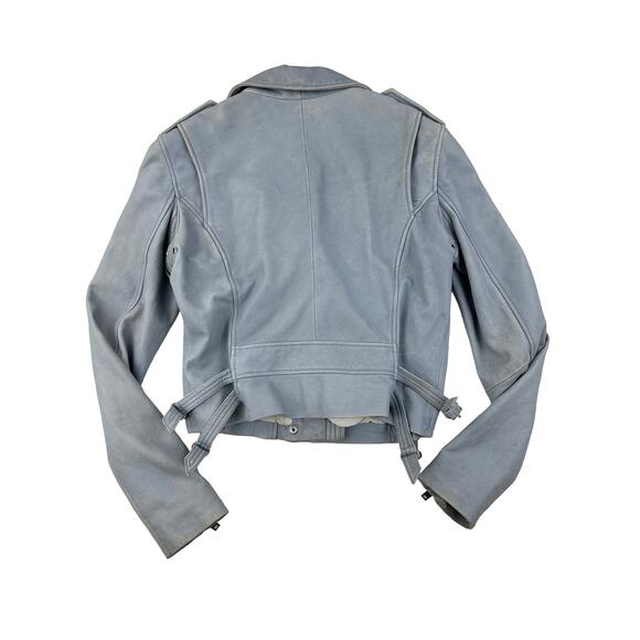 IRO - Ashville Leather Bomber Moto Jacket in Baby Blue - Picture 11 of 11